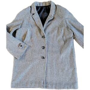 Vintage Gray Houndstooth Blazer Womens XL Raglan Sleeve High Welt Pockets